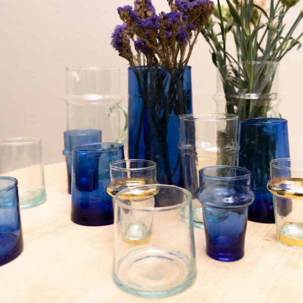 lot de 6 verres soufflés beldi gamme "kessy" couleur bleue