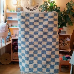 tapis beni ouarain damier blue !