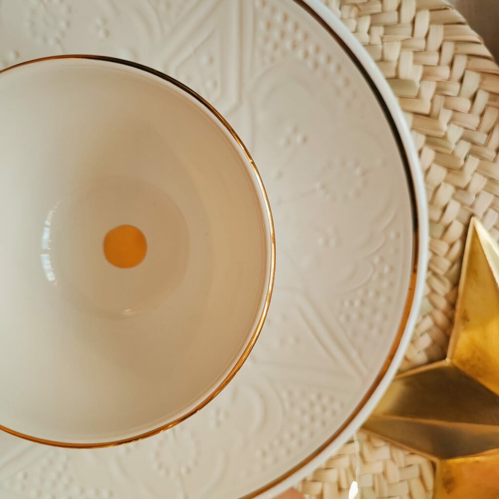 assiette ou bol beldi céramique emprunte blanc gold or 12 carats